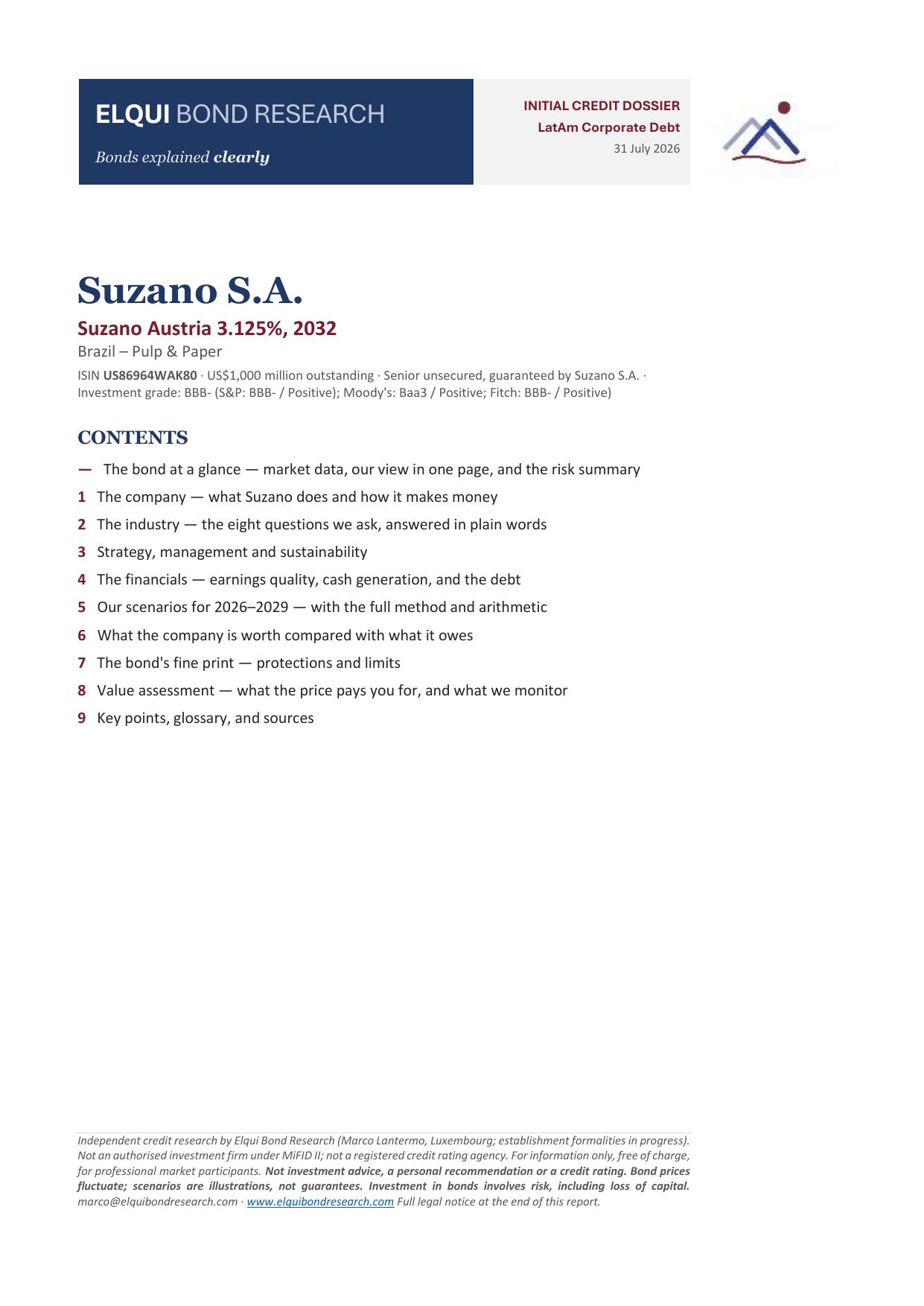 Suzano S.A. credit dossier - Cover